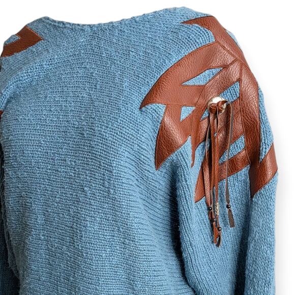 80s Western Applique Kimono sleeve sweater - Picture 2 of 9